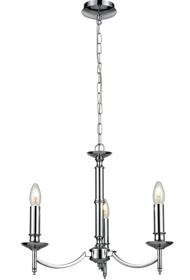 Elegant Traditional 3 Light Candelabra Chandelier Polished Chrome