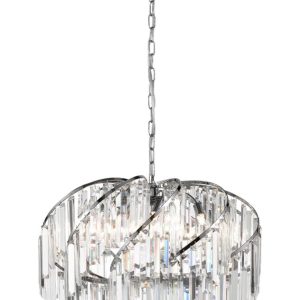 Classic 12 Lamp Crystal Swirl Pendant Ceiling Light Polished Chrome