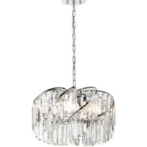 Classic 8 Lamp Crystal Swirl Pendant Ceiling Light Polished Chrome