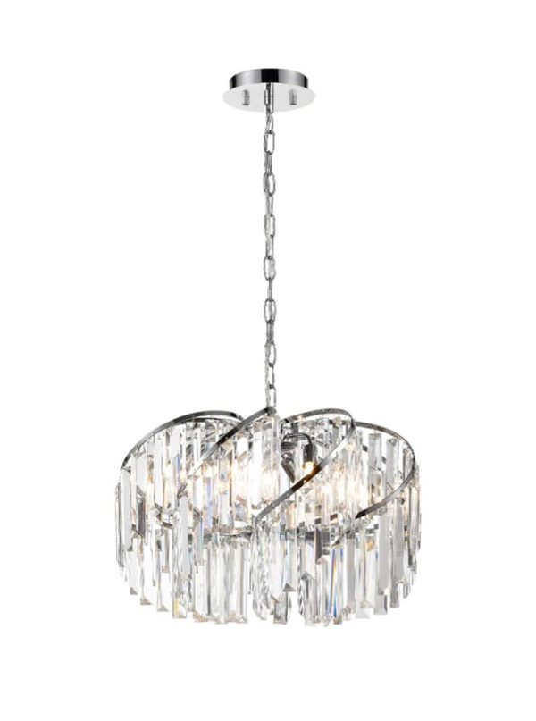 Classic 8 Lamp Crystal Swirl Pendant Ceiling Light Polished Chrome