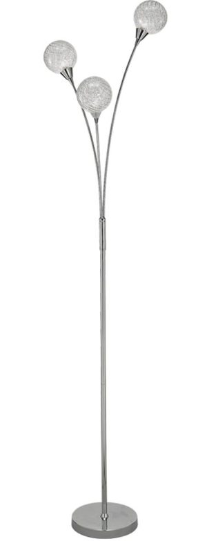 Franklite SL222 Protea 3 light standard floor lamp polished chrome textured glass spheres