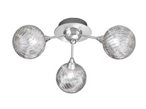 Franklite FL2329/3 Protea 3 light flush mount ceiling light polished chrome glass spheres