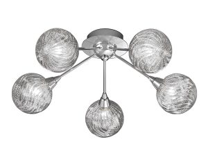 Franklite FL2329/5 Protea 5 light flush mount ceiling light polished chrome glass spheres