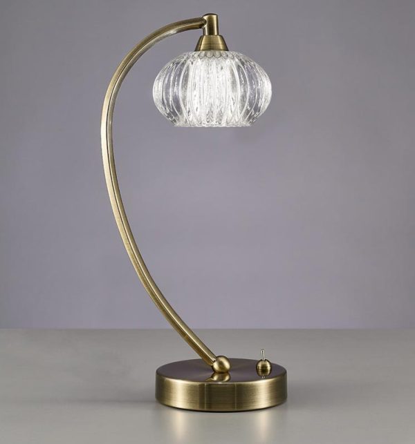 Franklite TL988 Ripple 1 light table lamp in bronze finish with ribbed glass