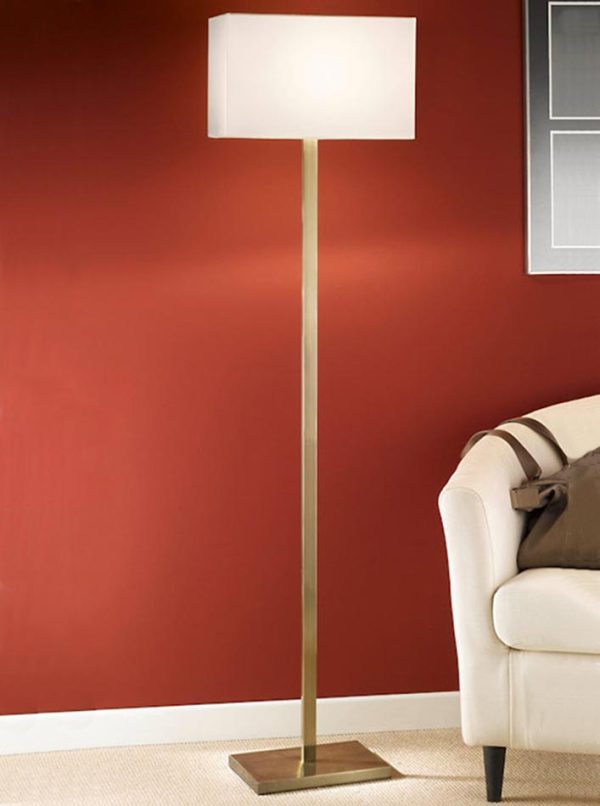 Quality 1 Light Floor Lamp Bronze Finish Rectangular Off White Shade