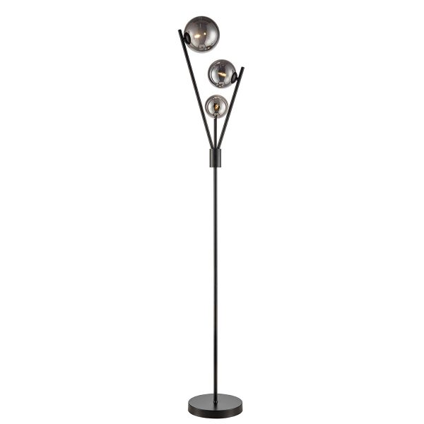 Modern industrial style 3 light floor standard lamp in matte black