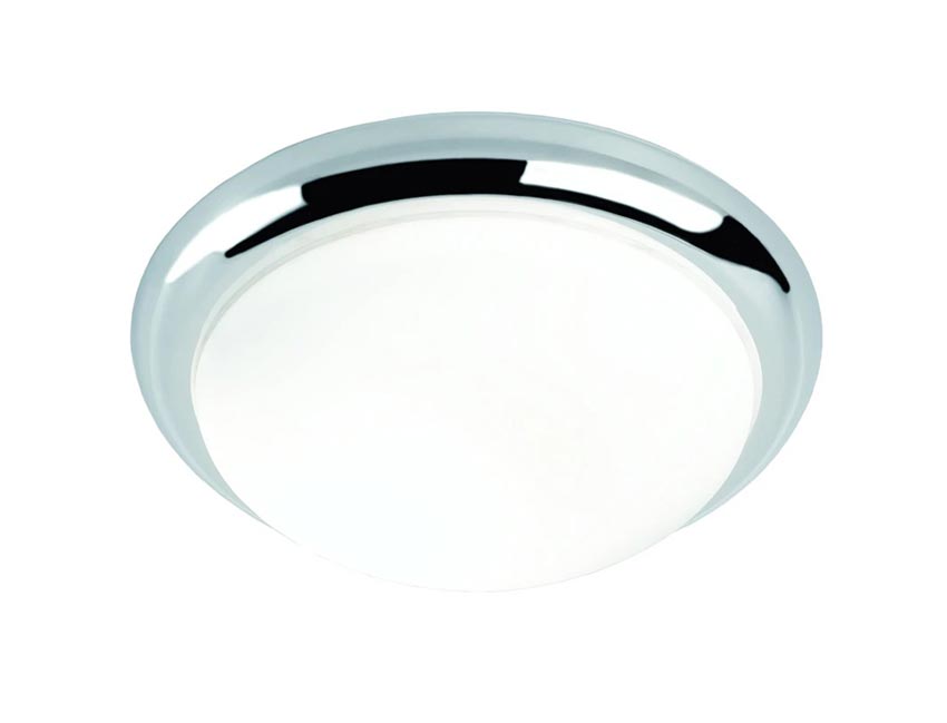 Classic Small 2 Lamp Flush Low Ceiling Light Opal White Glass Chrome