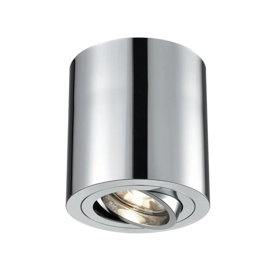 Surface Mounted Mains Voltage Tilt Downlight Polished Chrome