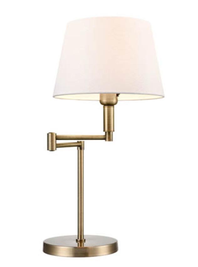 Quailty Swing Arm Table Lamp Off White, Table Lamps Bronze Finish