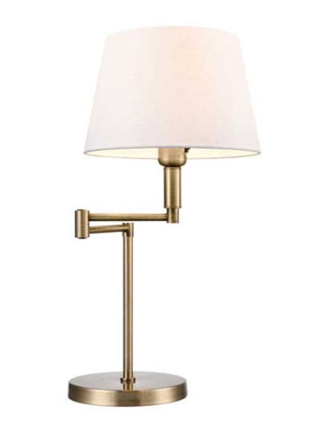 Quailty Swing Arm Table Lamp Off White Fabric Shade Bronze Finish