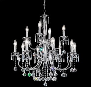 Franklite FL2155/12 Taffeta 12 light crystal chandelier in polished chrome