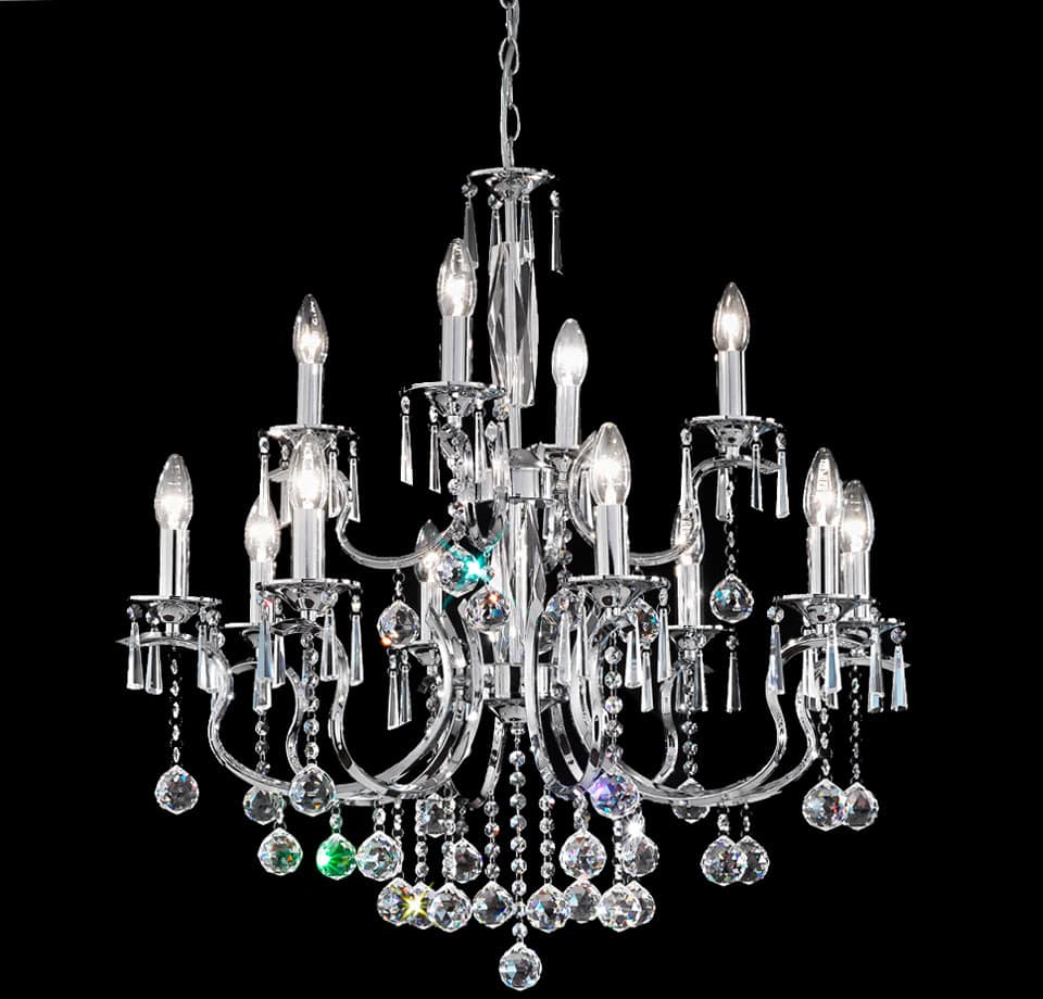 Magnificent 12 Light 2 Tier Large Crystal Chandelier Polished Chrome