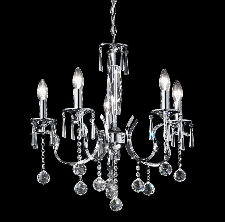 Magnificent 5 Light High Quality Crystal Chandelier Polished Chrome