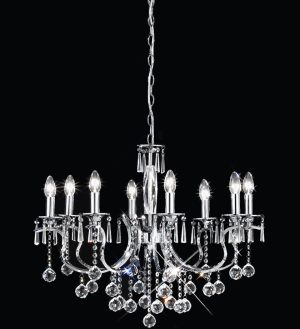 Franklite FL2155/8 Taffeta 8 light crystal chandelier in polished chrome