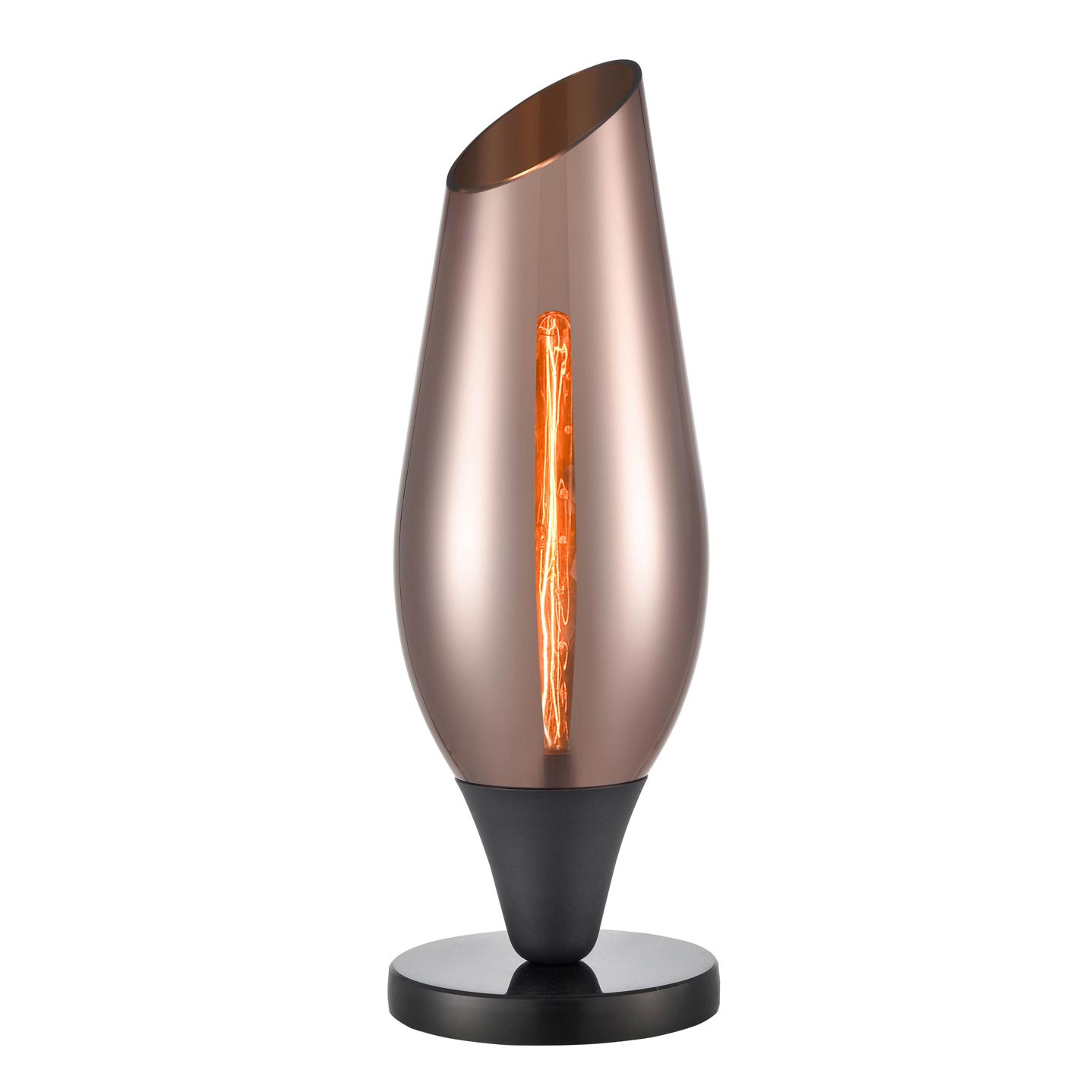 Contemporary 1 Light Table Lamp Matt Black Copper Glass Taper Shade