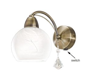 Franklite FL2278/1 Thea switched single wall light in bronze with alabaster glass shade