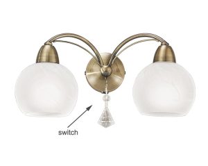 Franklite FL2278/2 Thea twin switched wall light in bronze with alabaster glass shades