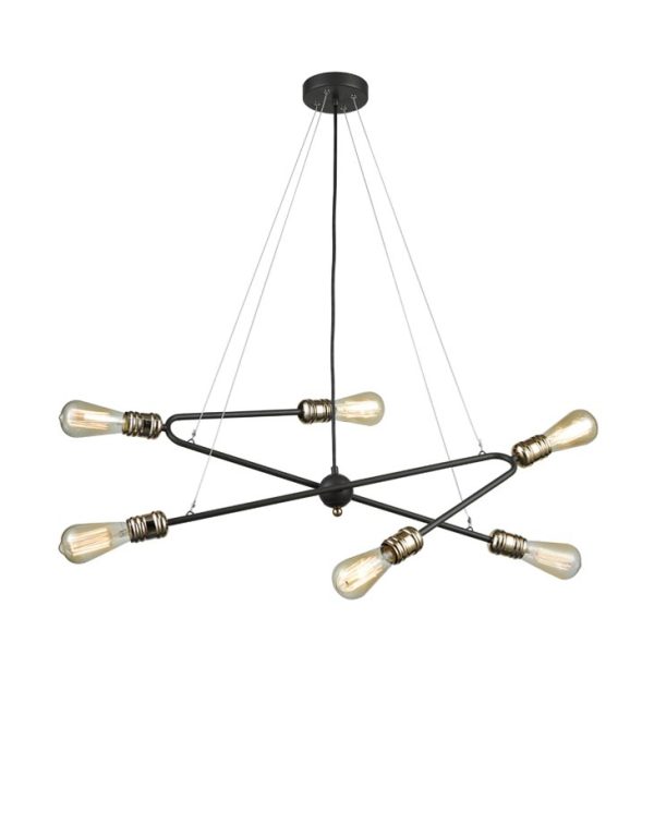 Modern Industrial Style 6 Lamp Pendant Ceiling Light Dark Antique / Brass