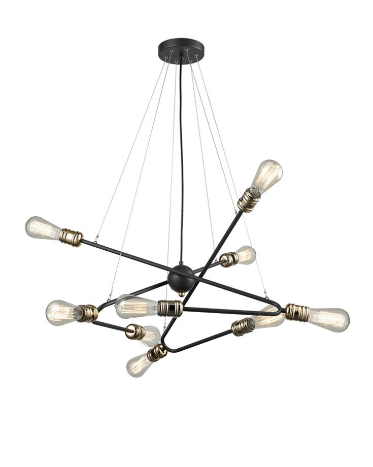 Modern Industrial Style 9 Lamp Pendant Ceiling Light Dark Antique / Brass
