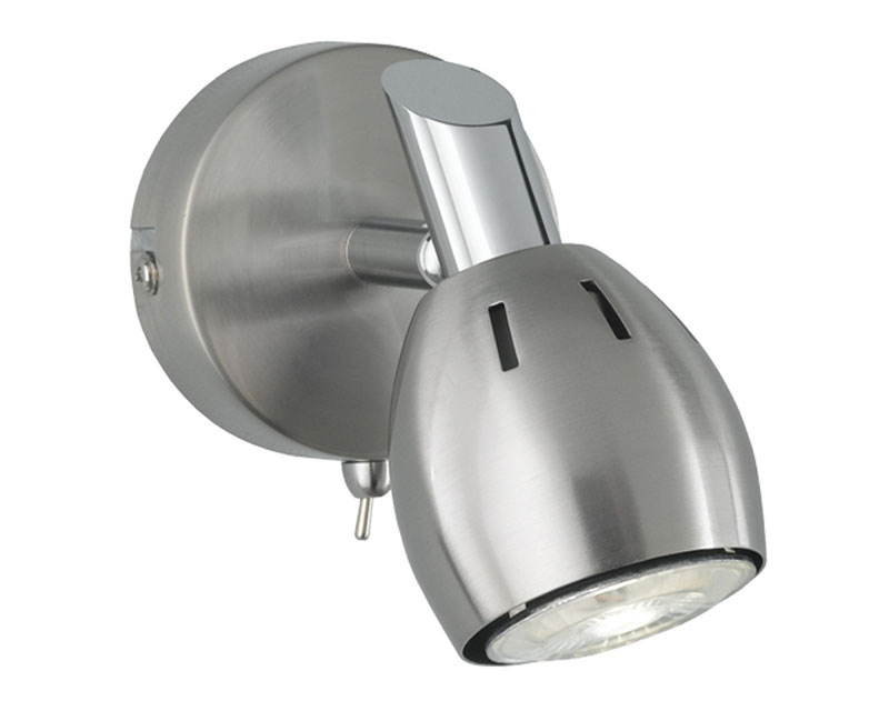 Quality Adjustable 1 Lamp Switched Stylish Wall Spot Light Satin Nickel