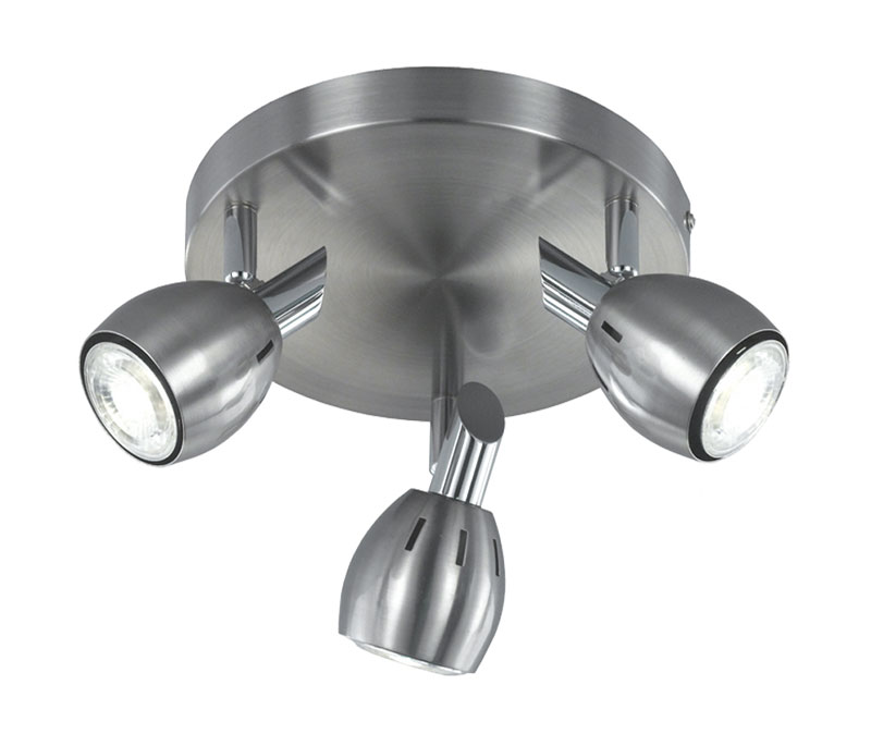 Quality Adjustable 3 Lamp Stylish Ceiling Spot Light Plate Satin Nickel