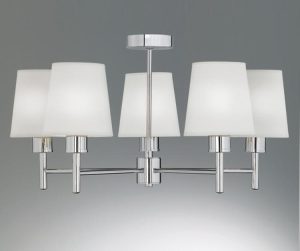 Franklite FL2126/5/1123 Turin 5 arm semi flush ceiling light polished chrome cream fabric shades