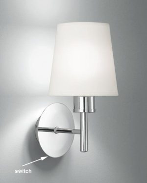 Franklite FL2126/1/1123 Turin single switched wall light in polished chrome with cream fabric shade