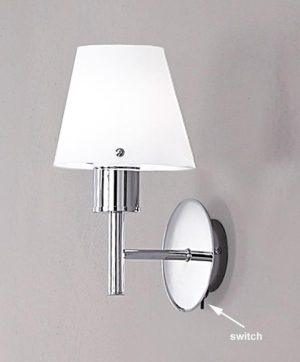 Franklite FL2126/1/991 Turin single switched wall light in polished chrome with matt opal glass shade