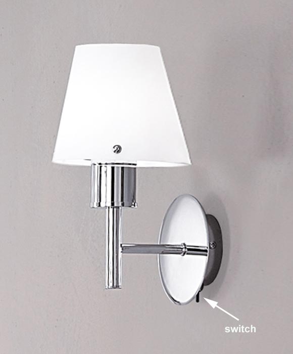 Elegant 1 Lamp Switched Wall Light Chrome Matt Opal Glass Shade