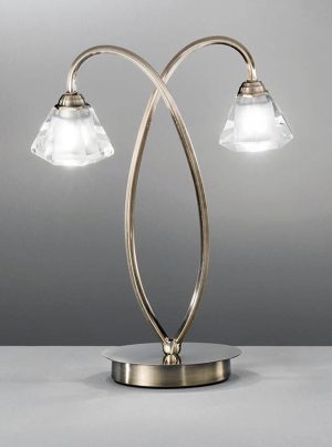 Franklite TL976 Twista 2 light table lamp in soft bronze finish with crystal glass shades
