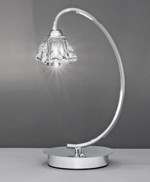 Franklite TL973 Twista single light table lamp in polished chrome with crystal glass shade