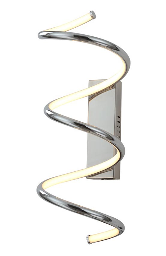 Ultra Modern Spiral 27w Dimmable LED Wall Light Polished Chrome