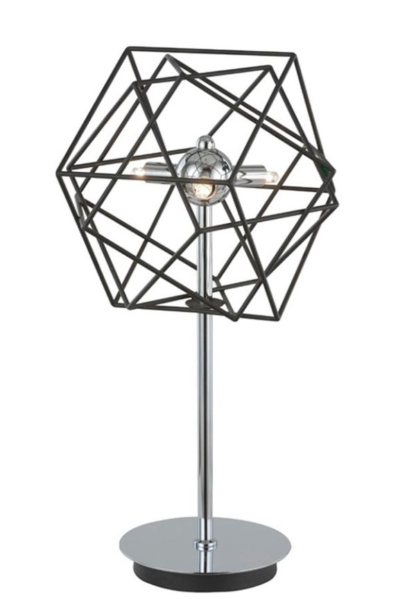 Franklite Vinci 3 light dimmer table lamp in polished chrome & antique metalwork