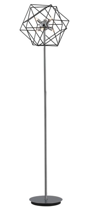 Franklite Vinci 6 light dimmer floor lamp in polished chrome & antique metalwork