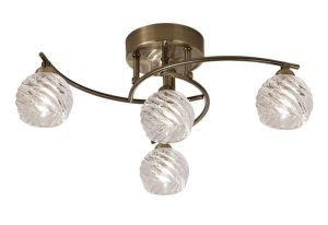 Franklite FL2358/4 Vortex 4 lamp semi flush ceiling light in bronze with swirled glass