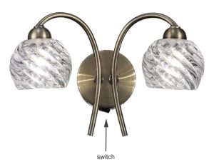 Franklite FL2358/2 Vortex double switched wall light in bronze with swirled glass