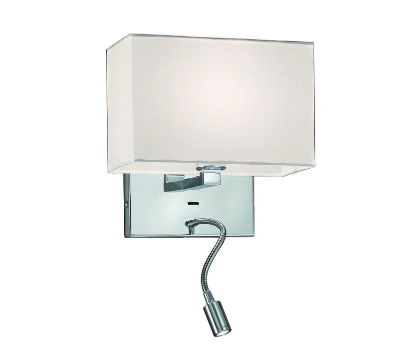 Bedside Wall Flexible LED Reading Light Chrome Off White Shade