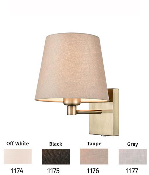 Switched Single Lamp Wall Light Bronze Finish Shade Colour Choice