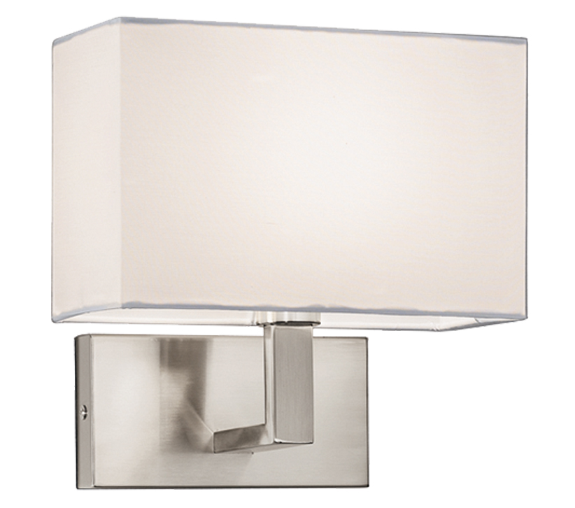 Quality Single Wall Light Satin Nickel Rectangular Off White Shade