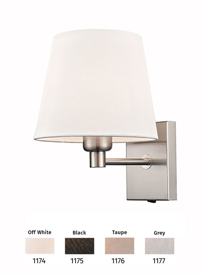 Switched Single Lamp Wall Light Satin Nickel Shade Colour Choice