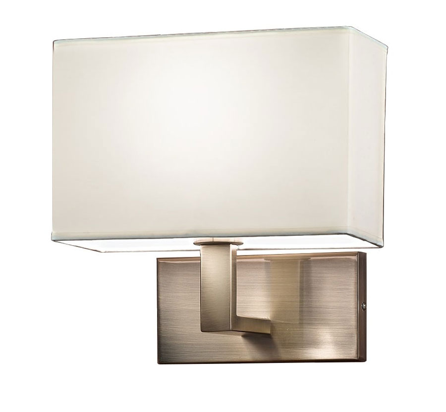 Quality Single Wall Light Bronze Finish Rectangular Off White Shade