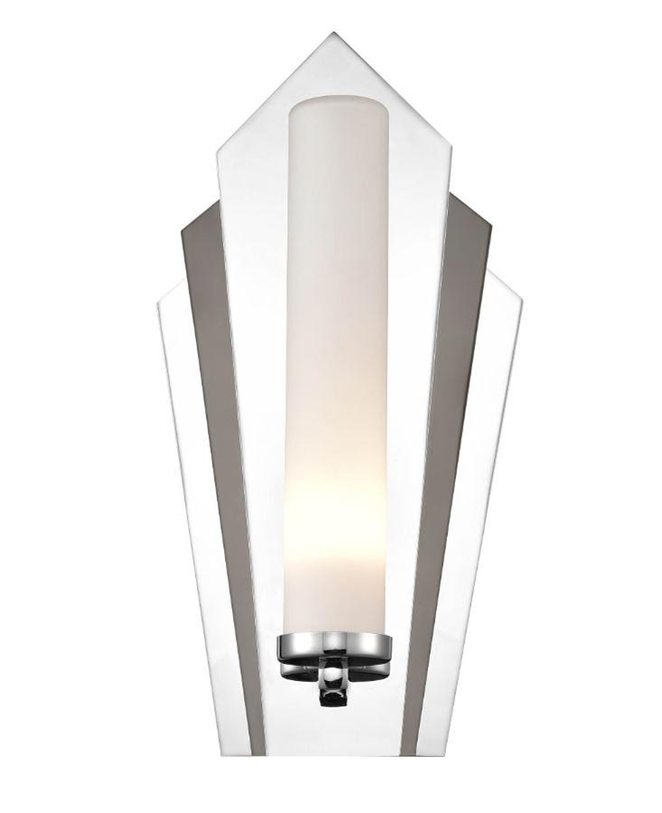 Art Deco Fan Style 1 Lamp Bathroom Wall Light Polished & Black Chrome