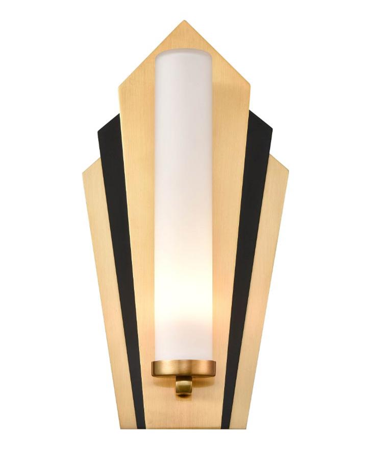 Art Deco Fan Style 1 Lamp Bathroom Wall Light Satin Gold & Matt Black