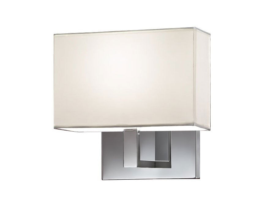 Quality Single Wall Light Polished Chrome Rectangular Off White Shade