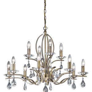 Franklite FL2299/12 Willow 12 light chandelier in bronze with crystal drops