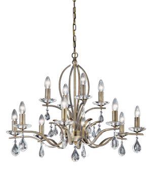 Franklite FL2299/12 Willow 12 light chandelier in bronze with crystal drops
