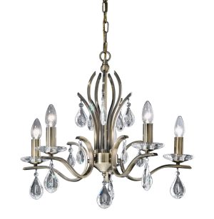 Franklite FL2299/5 Willow 5 light chandelier in bronze with crystal drops