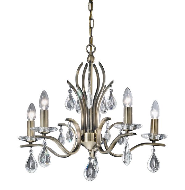 Franklite FL2299/5 Willow 5 light chandelier in bronze with crystal drops