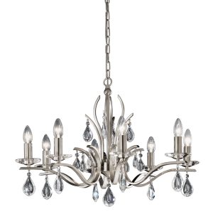 Franklite FL2298/8 Willow 8 light chandelier in satin nickel with crystal drops
