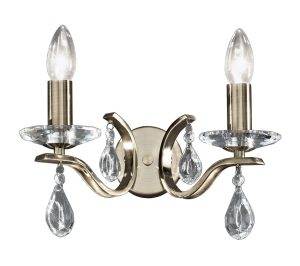 Franklite FL2299/2 Willow 2 lamp twin wall light in bronze with crystal drops